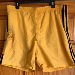 Prospirit Men’s M Yellow Navy Stripes Swim Trunks